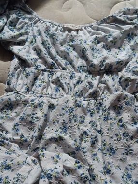 Aeropostale Light Blue Eyelet Floral Top